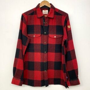 Fjällräven Canada Shirt Men’s M Comfort Fit Red Black Buffalo Plaid Wool Blend